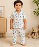 Baby Koala Muslin Woven Half Sleeves Vehicles Printed Coordinating Shirt & Pajama Night Suit - White