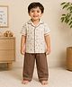 Baby Koala Muslin Woven Half Sleeves Bear Printed Shirt & Pajama Night Suit - Beige