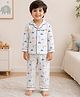 Baby Koala Muslin Woven Full Sleeves Cars Printed Coordinating Shirt & Pajama Night Suit - White