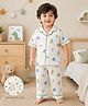 Baby Koala Muslin Woven Half Sleeves Dinosaurs Printed Coordinating Shirt & Pajamas Night Suit - White