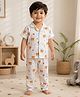 Baby Koala Muslin Woven Half Sleeves Tiger Printed Coordinating Shirt & Pajama Night Suit - White
