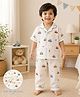 Baby Koala Muslin Woven Half Sleeves Vehicles Printed Coordinating Shirt & Pajama Night Suit - Off White