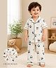 Baby Koala Muslin Woven Half Sleeves Panda Printed Coordinating Shirt & Pajama Night Suit - Off White