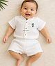 Baby Koala Muslin Woven Half Sleeves Tree Embroidered Shirt & Shorts Set - White