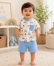 Baby Koala Muslin Woven Half Sleeves Cars Printed Shirt &  Shorts Set - Sky Blue