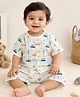 Baby Koala Muslin Woven Half Sleeves Cars Printed Coordinating Shirt & Shorts Set - White