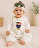 Baby Koala Cotton Woven Janmashtami Theme Full Sleeves Shrinathji Krishna Printed Gota Lace Embellished Kurta & Pyjama Set With Headband - White