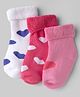 Cutewalk By Babyhug Anti-Bacterial Ankle Length Knit Socks with Heart Design Pack Of 3 - White & Pink