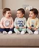 Babyoye 100% Cotton Interlock Knit Regular Tshirts With Animal And Dad'S Little Dude Text Print Pack Of 3 - Blue Yellow & Baby Pink