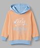 Bumzee Cotton Knit Full Sleeves Hooded Sweatshirt with Tiny And Mighty Text Print - Peach