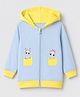 Bumzee Cotton Knit Sweatjacket with Full Sleeves and Elephant Print - Sky Blue