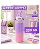 Elecart 350ml Cute Bunny Ears Water Bottle  Vacuum Insulated Stainless-Steel Flask, Leakproof Straw Bottle, Stylish Thermal Travel Bottle for Kids & Girls (Pack 1 Random Colour)