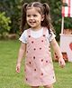 Babyhug Cotton Twill Woven Frock and T-Shirt with Half Sleeves and Strawberry Print in Pink