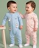 Babyoye 100% Cotton Interlock Woven Full Sleeves Animal Print Rompers With Eco Jiva Finish Pack of 2 - Blue Peach