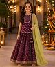 The Magic Wand 100% Cotton Woven Cambric Half Sleeves Gota Lace Embellished & Butti Printed Kurti & Lehenga Set With Dupatta - Wine