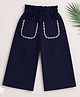 The Magic Wand 100% Cotton Woven Lace Embellished Pocket Detailed Trousers - Navy Blue