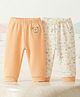 ToffyHouse 100% Cotton Knit Jogger Fit Full Length Lounge Pant with Bear Print in Orange White
