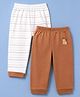 ToffyHouse Interlock Knit Full Length Striped Lounge Pant With Puppy Print Pack of 2 in Brown
