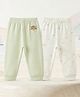 ToffyHouse 100% Cotton Interlock Knit Full Length Track Pant with Bear Embroidery & Aeroplane Print in White & Mint Pack of 2
