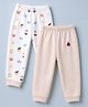 ToffyHouse 100% Cotton Knit Jogger Fit Full Length Lounge Pant with Nautical Theme in Beige White