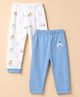 Toffyhouse 100% Cotton Knit Jogger Fit Full Length Lounge Pant With Stroller Print Pack of 2 in Blue White