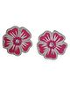 Priaansha Creations - Floral Embroidered Stud Earrings for Girls/Women - Pink