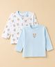 Toffyhouse 100% Cotton Interlock Knit Regular Round Neck Tshirts With Bear Print Pack Of 2 Blue & White