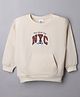 Bonfino Disney Fleece Knit Sweatshirt with Full Sleeves and Stitch & Text Print - Offwhite