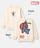 Bonfino Marvel Fleece Knit Full Sleeves T-shirt and Jogger With Front and Back Spider Man Graphics - Offwhite