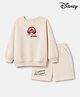 Bonfino Disney Fleece Knit Full Sleeve Sweatshirt & Shorts Set With Front & Back Mc Queens Graphics - Offwhite