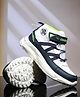 asian Colour Blocked Velcro Closure Shoes - White Navy & Pea Green