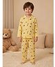 Rikidoos Cotton Woven Full Sleeves Checks Co-Ords Shirt & Pyjama Night Suit with Bunny & Strawberry Print - Yellow