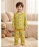 Rikidoos Cotton Woven Full Sleeves Co-Ords Shirt & Pyjama Night Suit with Bunny & Carrot Print - Mustard