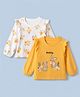 Doodle Poodle 100% Cotton Single Jersey Knit Full Sleeves Tops with Floral, Bunny Print and Frill Detailing Pack of 2 - White & Mustard