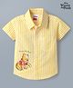 Babyoye Disney Poplin Woven Half Sleeves Striped Shirt With Pooh Print - Yellow