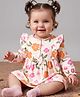 Babyoye Premium 100% Cotton Knit Full Sleeves Frock and Bloomer Set with Eco Jiva Finish & Floral Print - White