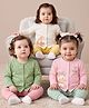 Babyoye Interlock Knit Full Sleeves Floral & Animal Printed Jhablas Pack of 3 - Pink Green & White