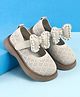 Babyoye Velcro Closure Formal & Party Wear Ballerinas With Bow Applique Pearl in Beige