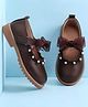 Babyoye Velcro Closure Formal & Party Wear With Bow Applique - Brown