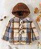 Mark & Mia Fur Woven Checked Jacket with Full Sleeves and Puppy Applique in Brown