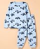 Taeko Single Jersey Knit Full Sleeves Co-ord T-Shirt & Pajama Night Suit with Racing Cars Print - Blue
