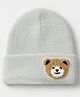 Babyhug Knit Solid Woollen Cap with Bear Embroidered Applique Light Blue - Diameter 15 cm