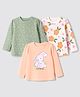 Babyoye 100% Cotton Interlock Knit Full Sleeves T-Shirts with Eco Jiva Finish and Floral and Bunny Print Pack of 3 - White Peach & Green