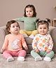 Babyoye 100% Cotton Interlock Knit Full Sleeves T-Shirts with Eco Jiva Finish and Floral and Bunny Print Pack of 3 - White Peach & Green