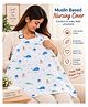 NeonateCare Multi Purpose Striped Nursing Cover - White Muslin cover Whale Print