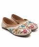 Lil Lollipop Stones Embellished Threadwork Detailed Mojaris - Cream