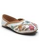 Lil Lollipop Stones Embellished Threadwork Detailed Mojaris - White
