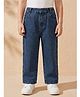 Rikidoos Washed Demin Woven Full Length  Jeans - Navy Blue