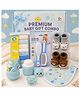 Sparkle Joy Premium Baby Gift Combo Set for Newborn | Grooming Kit, Washcloths, Bib, Soft Booties & Baby Care Essentials | 0+ Months | Blue