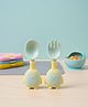 Sparkle Joy 360° Rotating Baby Spoon & Fork Set | Food Grade Silicone | BPA Free | Self Feeding Training Cutlery for Babies 6+ Months (2 Pieces, Penguin Design)